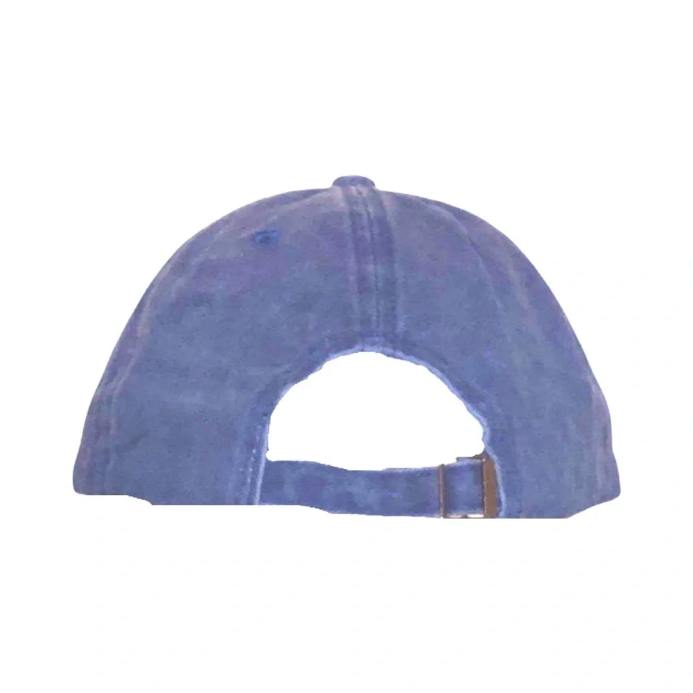 Washed Blue Baseball Hat W/ Pink Embroidered Tongue Patch